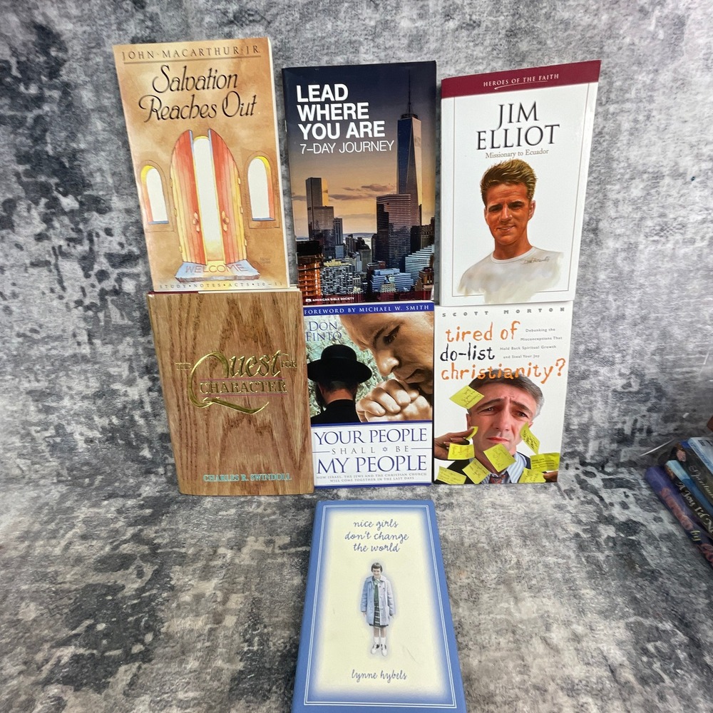 Christian Books Lot of 7 MacArthur Swindoll Finto Elliot Hybels Missionary PBs